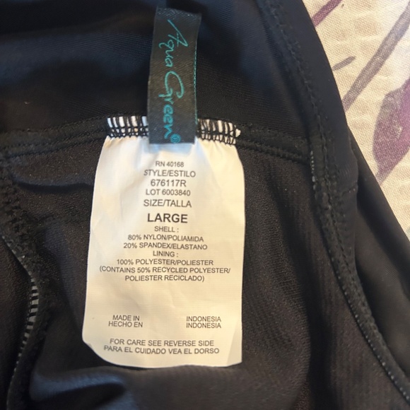 "Aqua Green" Black Women's One Piece Swimsuit Swimwear Waist‎ Over the Shoulder - Picture 7 of 8